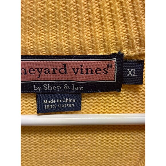 Vineyard Vines XL Yellow Half-Zip Sweater By Shep & Ian 100% Cotton Ribbed Colla - Picture 4 of 13